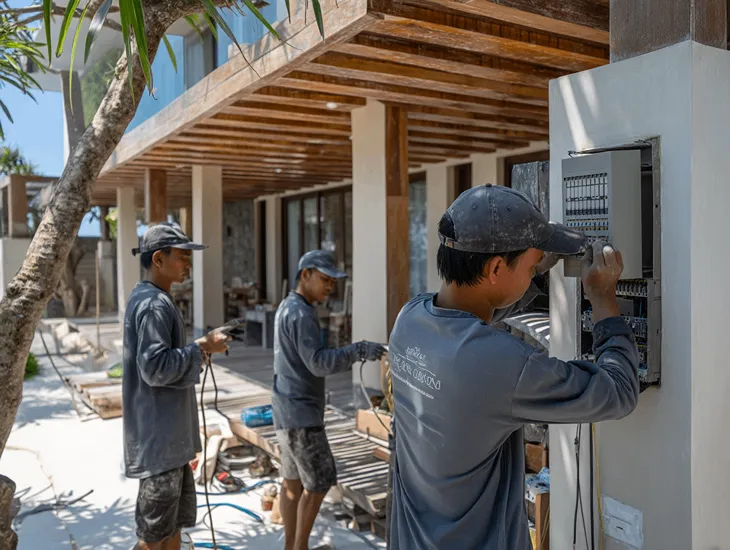 Professional electrical panel upgrade Indonesia 2026 – RCD safety testing, grounding audits, and waterproof conduit installation in Bali
