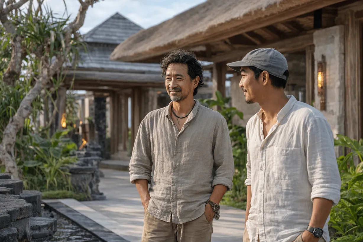 Authentic villa design Bali – traditional architectural elements, modern biophilic principles, and tropical sanctuary aesthetics