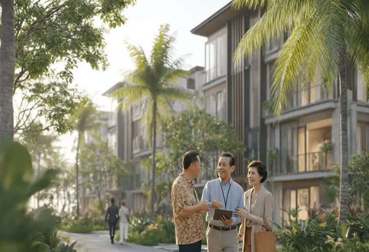 townhouse accommodation in Bali – modern minimalist cluster design with shared pool and smart home features in Pererenan