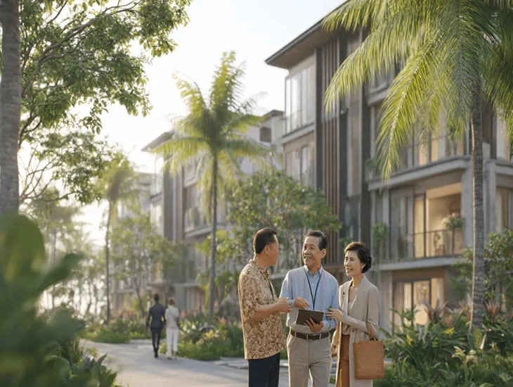 townhouse accommodation in Bali – modern minimalist cluster design with shared pool and smart home features in Pererenan