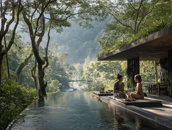 Ubud luxury villa rental experience – private pool sanctuary with jungle view and wellness amenities