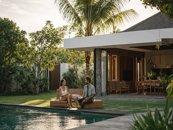 Berawa villa leasing in Bali guide 2026 – Modern tropical pool villa with rice field views in Canggu for foreigners