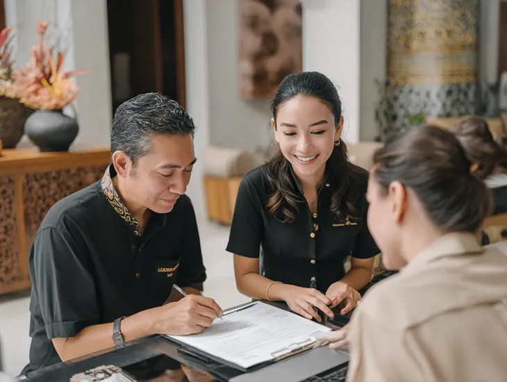 Luxury Villa Concierge Indonesia 2026 – Private driver and guide managing guest logistics, airport transfers, and activity coordination in Bali.