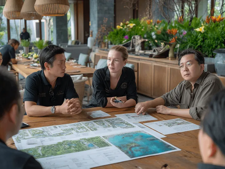 Landscaping for a Villa in Bali 2026 – A manicured tropical garden with stone paths and layered greenery at a luxury property in Indonesia