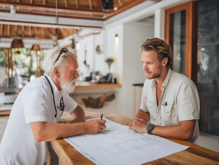 Urgent property repairs in Bali 2026 - Electrician performing mains isolation to restore power.