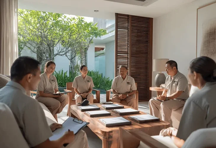 Villa SOP training in Bali 2026 – Operational guidelines, housekeeping procedures, and staff compliance.